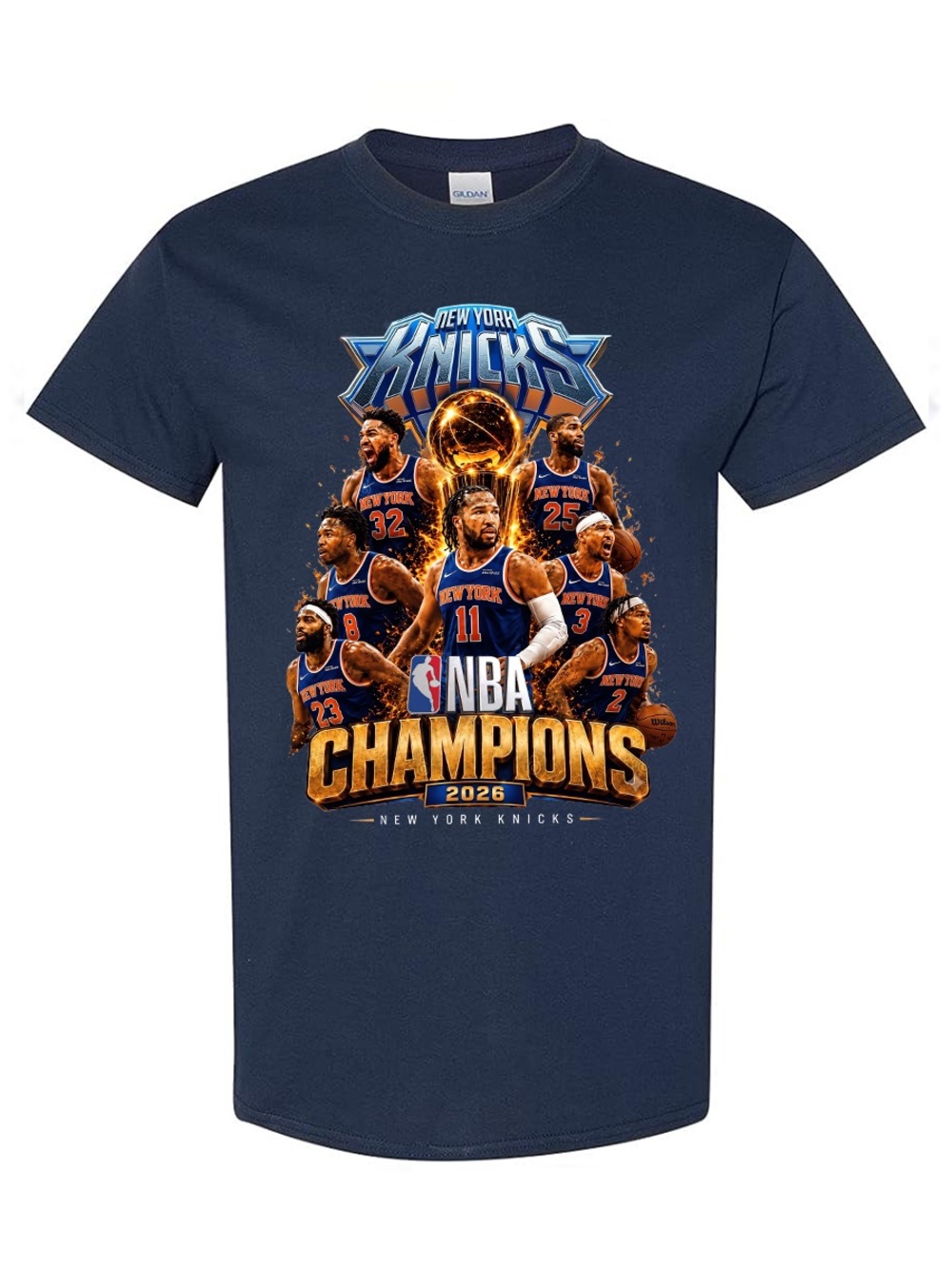Gildan Navy New York Knicks 2026 NBA Champions Graphic Tee